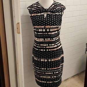 NWOT ILE Mod Dress /Shift Dress Black/cream/pale pink